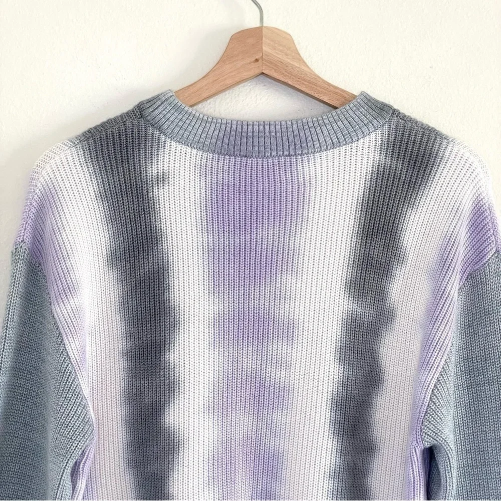 NEW Rails Karis Cotton Cashmere Rib Knit Pullover Sweater Aqua Tie Dye Small